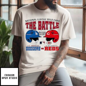 The Battle Los Angeles Dodgers Vs Cincinnati Reds 2025 Mlb Nl Wild Card Matchup T-Shirt