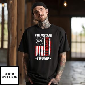This Veteran Supports Trump 1776 USA Flag T-Shirt