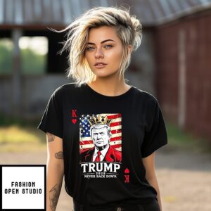 Trump 2028 Never Back Down Card T-Shirt