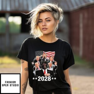 Trump 2028 Patriotic USA Flag Graphic T-Shirt