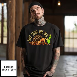 Turtle With Cactus Live Slow Die Old T-Shirt