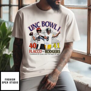 Unc Bowl I Flacco Vs Rofgers Combined 82 Years And 226 Days Of Age T-Shirt