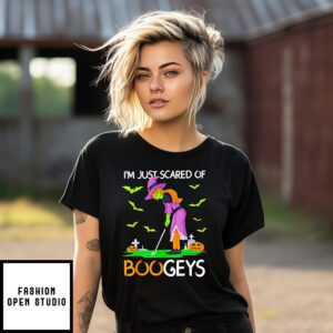 Witch Playing Golf I’m Just Scared Of Boogers Halloween T-Shirt