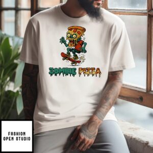 Zombie Pizza Skateboard Halloween Cartoon T-Shirt
