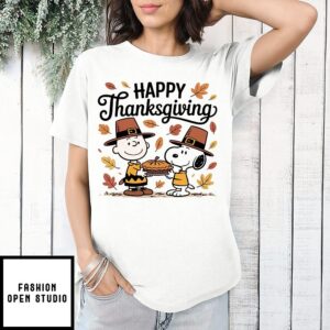 Happy Thanksgiving T-Shirt, Cute Snoopy And Charlie Brown T-Shirt Fall Autumn Peanuts Graphic