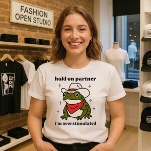 Hold On Partner I’m Overstimulated Frog T-Shirt