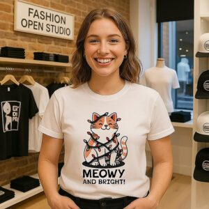 Meowy And Bright Lightning Christmas 2025 T-Shirt