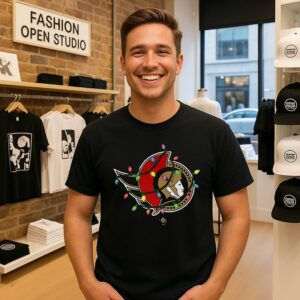 Ottawa Senators Logo Holiday Merry Christmas Lights T-Shirt