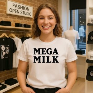 Owen Wearing Mega Milk T-Shirt