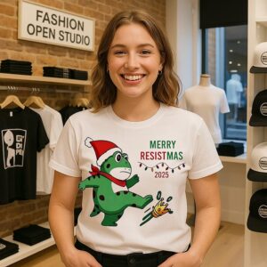 Portland Protest Frog Merry Resistmas T-Shirt