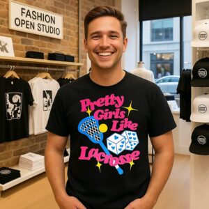 Pretty Girls Like Field Lacrosse Bat Ball And Dice T-Shirt