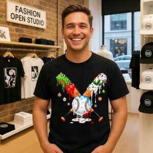 Santa Sports Christmas Baseball Player T-Shirt