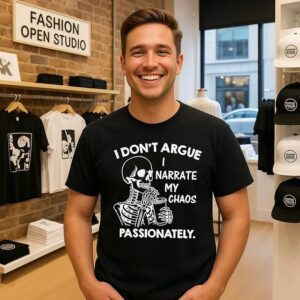 Skeleton I Don’t Argue I Narrate My Chaos Passionately T-Shirt