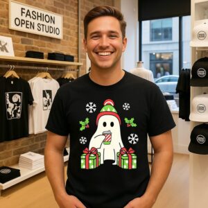 Spooky Ghost Merry Christmas Gift Snow T-Shirt