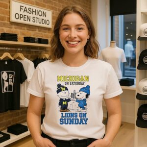 The Peanuts Fist Bump Michigan Wolverines On Saturday And Detroit Lions On Sunday T-Shirt