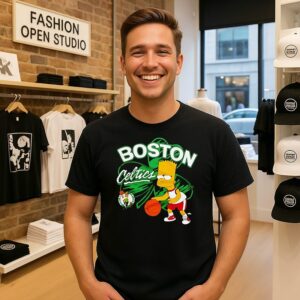 The Simpsons Bart X Boston Celtics NBA 2025 Cartoon T-Shirt