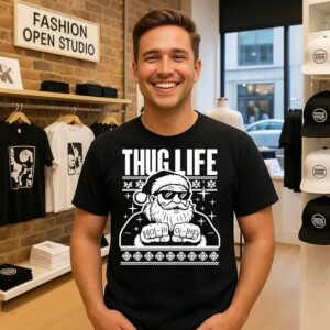 Thug Life Santa Claus Ho Ho Ho Merry Christmas T-Shirt