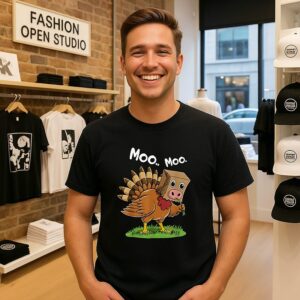Turkey Cow Moo Moo Funny Thanksgiving T-Shirt