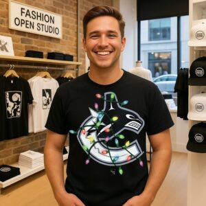 Vancouver Canucks Logo Holiday Merry Christmas Lights T-Shirt