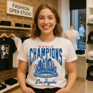 World Champions Los Angeles Dodgers Skyline Baseball T-Shirt