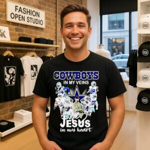Dallas Cowboys In My Veins Jesus In My Heart Signature T-Shirt