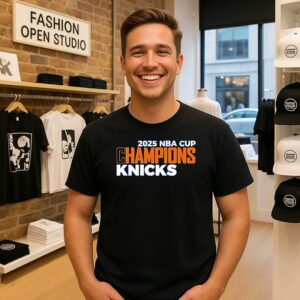 New York Knicks 2025 NBA Cup Champions Text T-Shirt