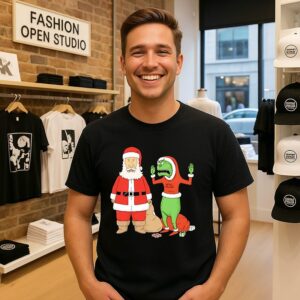 Santa Claus And The Grinch In The Style Of Beavis And Butt Head T-Shirt