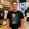 Skull Godlines Patriotism Service Passion Excellence America Flag T-Shirt