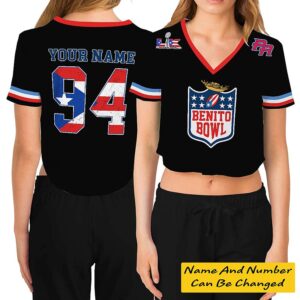 Benito Bowl Custom Name And Number Cropped Baseball Jersey