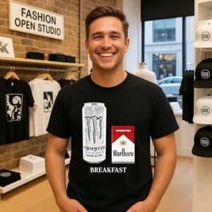 Breakfast White Monster And Marlboro Red Cigarette T-Shirt