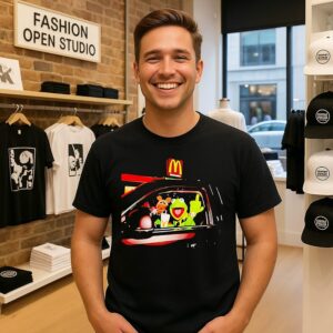 Frog Kermit Middle Finger And Miss Piggy Riding Car At Mcdonalds T-Shirt
