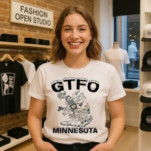Gtfo Minnesota No Police Ice Agent Slipped On Ice Caricature T-Shirt
