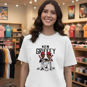 Ken Griffey Father And Son Cincinnati Reds Baseball Caricatures T-Shirt
