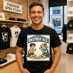 Let’s Destroy Ice Melt The Ice By Ice And Magnifying Glass Caricature T-Shirt