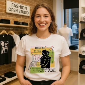 Meet Me At The Cottage Two People Are Hugging Silhouettes T-Shirt