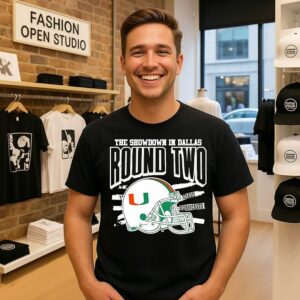 Miami Hurricanes The Showdown In Dallas Round Two Helmet T-Shirt