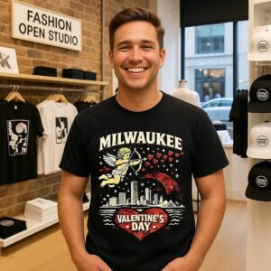 Milwaukee Happy Valentine’s Day Cupid Skyline T-Shirt