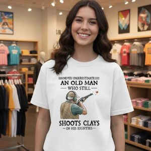 Never Underestimate An Old Man Who Still Shoot Clays In His Eighties T-Shirt