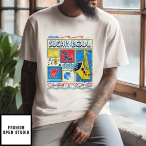 Ole Miss Rebels Cfp Quarterfinal 2026 Allstate Sugar Bowl Champions Chambray T-Shirt