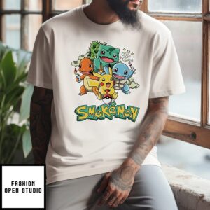 Pikachu Bulbasaur Charmander And Squirtle Smokemon T-Shirt