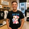 Pitbull Puppy Wearing Pink Bow Sup Pup With Sweet Sips T-Shirt