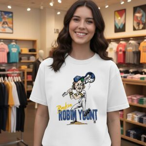 Rockin’ Robin Yount Brewers Baseball Signature Caricatures T-Shirt