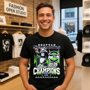 Seattle Seahawks Mascot 2025 Nfc West Division Champions Skyline T-Shirt