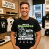Seattle Seahawks NFL Champions 2025 Trophy And Mascot Skyline T-Shirt