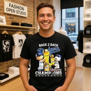Snoopy Peanuts X Los Angeles Dodgers Back To Back World Series Champions 2025 Trophy T-Shirt