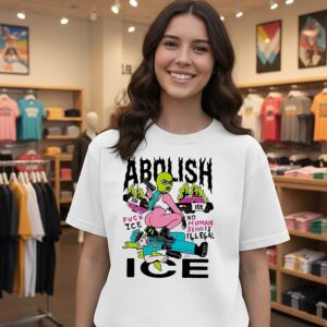 Women Resist Police No Human Being Is Illegal Abolish Ice Caricature T-Shirt