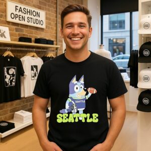 Bluey Seattle Seahawks Football 2026 Cartoon T-Shirt