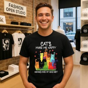 Cats Make Me Happy Humans Make My Head Hurt T-Shirt