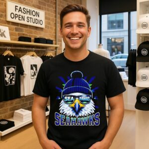 Cool Face Seahawks With Sunglasses T-Shirt