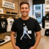 Drake Maye North Carolina Tar Heels Football Throwing Position Signature T-Shirt
